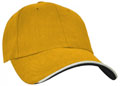 FRONT VIEW OF BASEBALL CAP GOLD/WHITE/BLACK